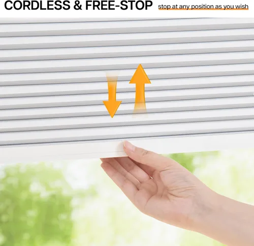 Vista 3 de LazBlinds Persianas Celulares sin Cordón, Cortinas de Panal Opacas sin Taladro para Ventanas Interiores, Cortinas Celulares Aislantes con Protección