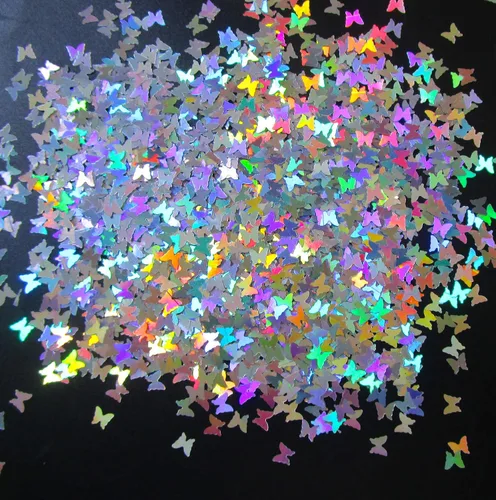 Vista 5 de LoveOurHome 2.12 oz con forma de mariposa, copos de purpurina gruesos, Mylar holográfico, lentejuelas, confeti, destellos, manicura, decoración
