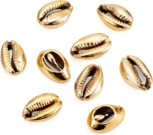 Vista 11 de Cheriswelry 100 cuentas de concha para hacer pulseras, conchas de cauri, cuentas espaciadoras de verano, playa, cuentas ovaladas para hacer