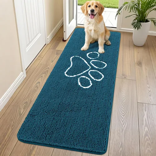 Vista 189 de Smiry Tapete para puerta de perro para patas fangosas, absorbente y Gris y negro