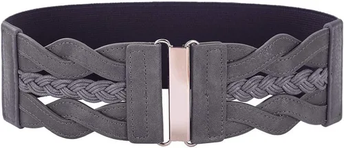Vista 14 de GRACE KARIN Cinturones elásticos anchos para mujer, cinturón elástico vintage, cinturones retro de moda para vestidos Negro blanco