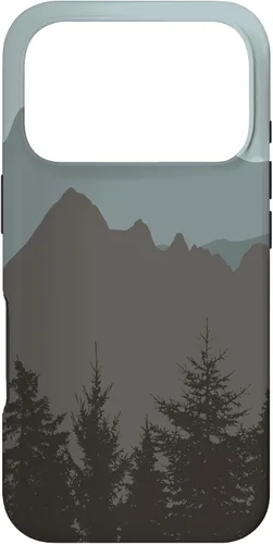 Vista 30 de Mountains Peaks - Carcasa para iPhone 17, diseño abstracto de paisaje natural, color gris y azul