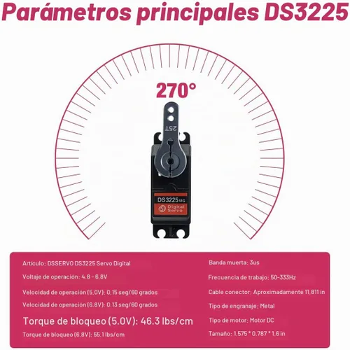 Vista 4 de Servomotor de dirección resistente al agua de 55.1 lbs de alto par a control remoto de engranaje de metal completo compatible con 1/6, 1/8, 1/10