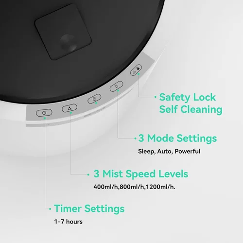 Vista 4 de Humidificadores para Habitación Grande, Y&O 10L (2.64Gal) Humidificador de Vapor para Toda la Casa para Plantas, Diseño Sin Filtro, Apagado