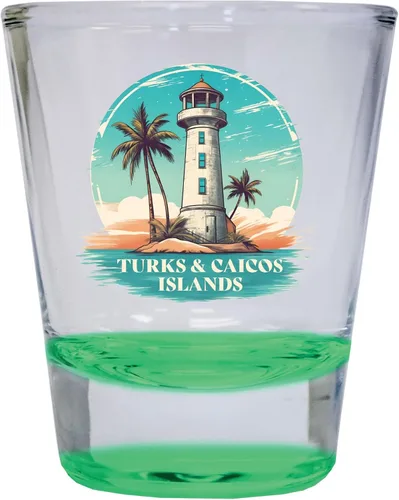 Vista 5 de Turks And Caicos Design A Souvenir - Vaso de chupito redondo de 1.5 onzas, color azul, paquete de 2