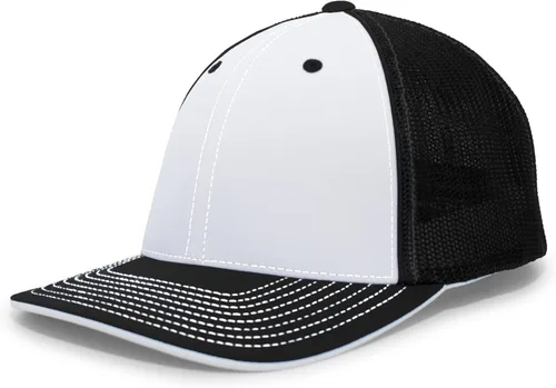 Vista 65 de Pacific Headwear Gorra unisex Pacific Headwear Trucker Flexfit® para adultos Grafito/Negro/Negro