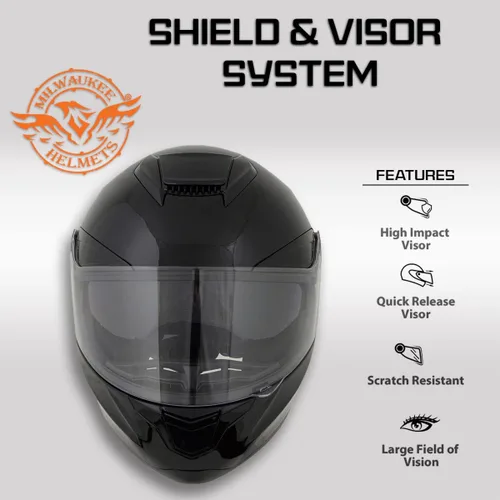 Vista 7 de Milwaukee Helmets MPH9836DOT 'Sweeper' - Casco de motocicleta de cara completa para hombres y mujeres, con visera desplegable