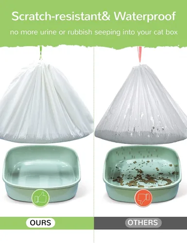 Vista 2 de Litter Box Liners - Bolsas de arena para gatos jumbo y biodegradables, 100 unidades, duraderas y sin perfume, grandes para adaptarse a cualquier pala