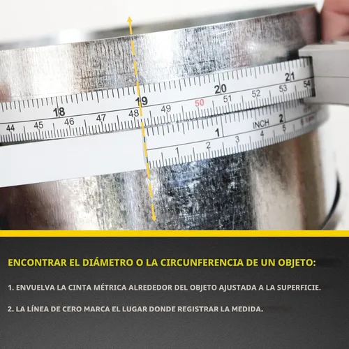 Vista 3 de Perfect Pi - Cinta métrica de diámetro y circunferencia – Cinta métrica imperial y métrica de 1/2 pulgadas por 12 pies / 3.5 m – Uso para medir
