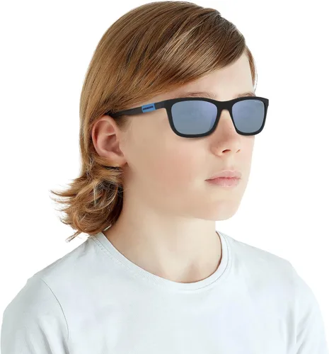 Vista 7 de ARNETTE Lentes de sol para niños, marco negro mate, lentes polarizadas con espejo gris oscuro, 2.008 in