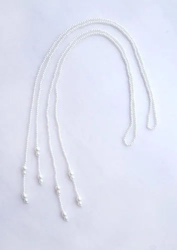 Vista 5 de Diadema trenzada de perlas de imitación y estilo bohemio, pinzas para trenzar el cabello, extensiones de cabello largo, cadena de cabello