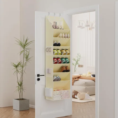Vista 8 de Criusia Almacenamiento de zapatos, organizador de zapatos sobre la puerta, almacenamiento de zapatos colgante con grandes bolsillos profundos, se