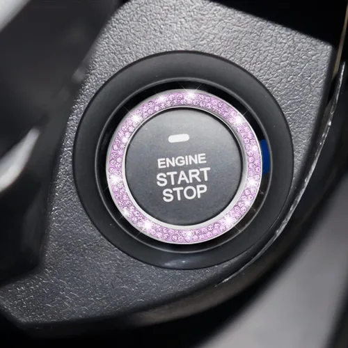 Vista 6 de Calcomanías para anillo de arranque del motor de diamantes de imitación para automóvil, paquete de 2 cubiertas / calcomanías para botón de arranque