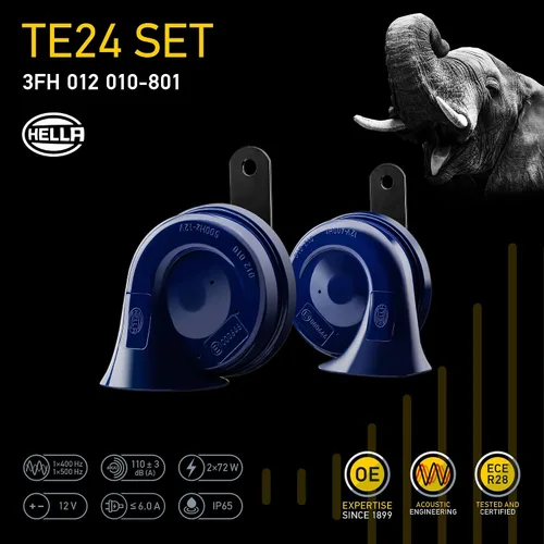 Vista 70 de HELLA 012010971 Kit de Bocina de Trompeta Negra de 12V (Ajuste Universal - Paquete Blíster)