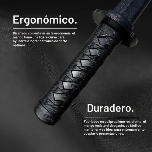Vista 7 de E-BOGU Katana de práctica de polipropileno estilo Mokume (62.2 cm) con vaina Saya negra
