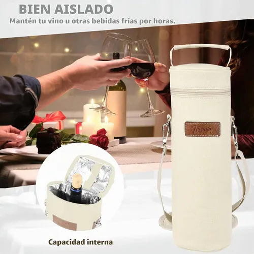 Vista 4 de Tirrinia - Bolsa enfriadora de botellas de vino individual Beige