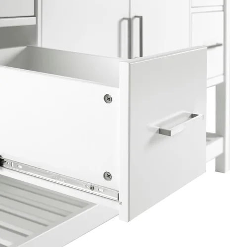 Vista 10 de Harrison - Mueble de tocador de 60 pulgadas de ancho solamente, construcción moderna de madera de pino maciza, herrajes de níquel, cajones de cierre