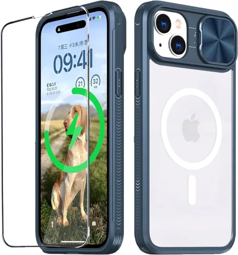 Vista 31 de Funda MagSafe transparente de titanio compatible con iPhone 15 Pro con cubierta deslizante para cámara, imanes fuertes, antiamarilleo, a prueba