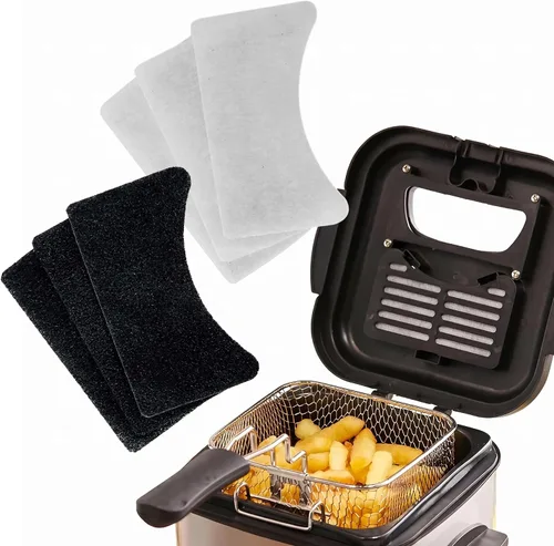 Vista 6 de OVENTE Juego de filtros de repuesto de vapor de carbón y aceite compatible con freidora eléctrica de 1.5L FDM1501BR, paquete de 3 filtros reductores