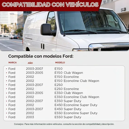 Vista 4 de PZ Espejo lateral manual de doble vidrio para puerta del lado del conductor delantero Compatible con 2002-2008 FORD E150 E250 E350 E450 E550 Club