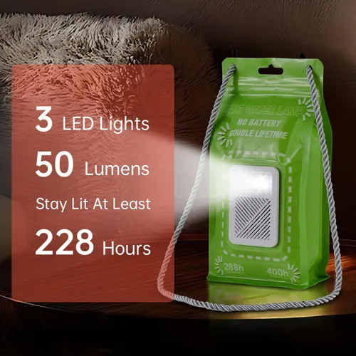 Vista 3 de Lámpara de emergencia con luz de sal de agua, linterna LED alimentada por sal, 50 lúmenes LED linterna de camping para cortes de energía Pesca