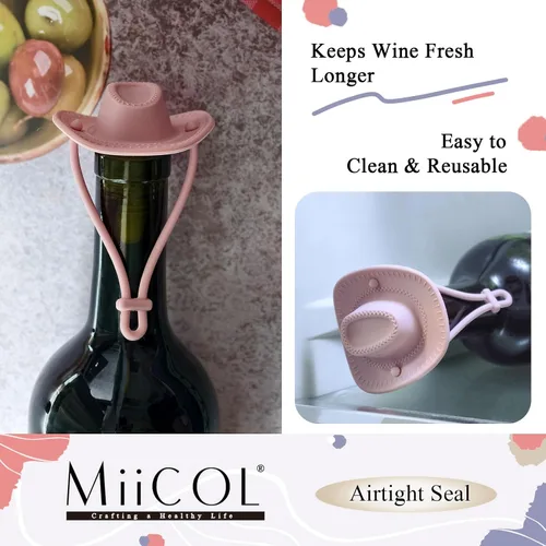 Vista 8 de Miicol Tapones de vino, tapón Prosecco, tapón de silicona para botella de vino, tapón de champán con sombrero de vaquero, accesorios de vino, regalo