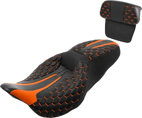 Vista 19 de Asiento de conductor, pasajero y piloto - SLMOTO Asiento de motocicleta de una pieza para 2 personas, compatible con Harley Touring Road King CVO