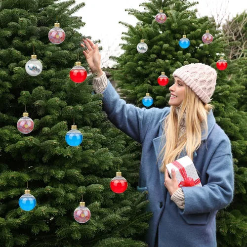 Vista 3 de Baluue Botellas de leche de plástico, 10 bolas de alcohol de Navidad, bola de adornos rellenables para árbol de Navidad de 8.5 fl oz, bombillas