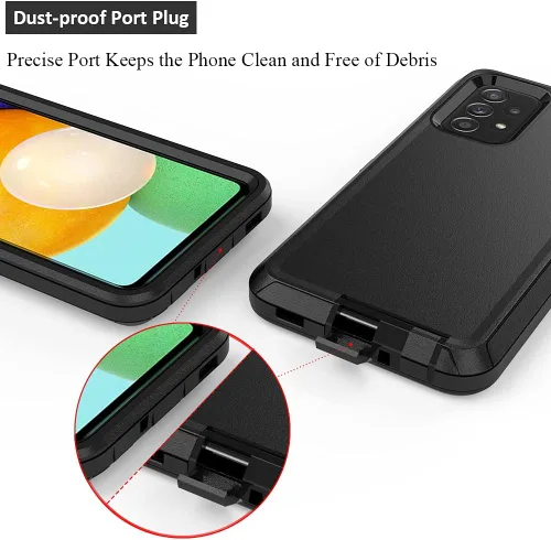 Vista 4 de TENCO Funda compatible con Samsung Galaxy A52 5G, con protectores de pantalla, resistente, a prueba de golpes, protección de cuerpo completo, funda