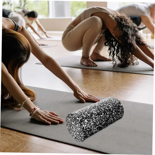 Vista 6 de Rodillo de yoga de espuma de alta densidad para masaje muscular, relajación, superficie antideslizante con diseño de ranura, equipo de fitness