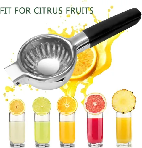 Vista 5 de Exprimidor de limón de acero inoxidable, exprimidor de limón y frutas con asas de silicona, exprimidor manual grande de cítricos