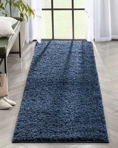 Vista 9 de 3Well Woven Elle Basics Emerson Shag Camino de pasillo, texturizado, azul oscuro, de 3 x 10, 2'7" x 9'6