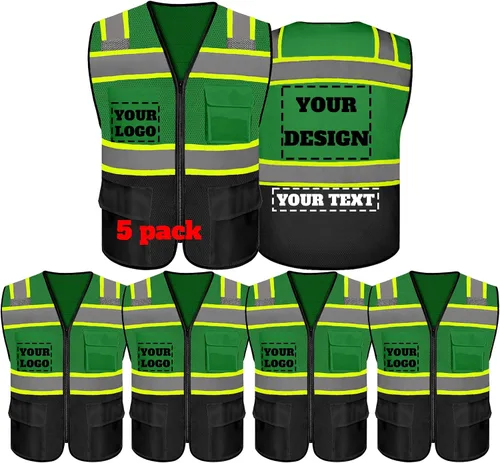 Vista 26 de Chaleco de seguridad reflectante de alta visibilidad con 5 bolsillos y cremallera clase 2 para adultos, unisex, ropa de trabajo de seguridad