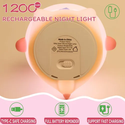 Vista 5 de Axolotl - Luz nocturna para niños – Regulador de intensidad de 3 niveles y temporizador de apagado automático, lámpara de silicona segura