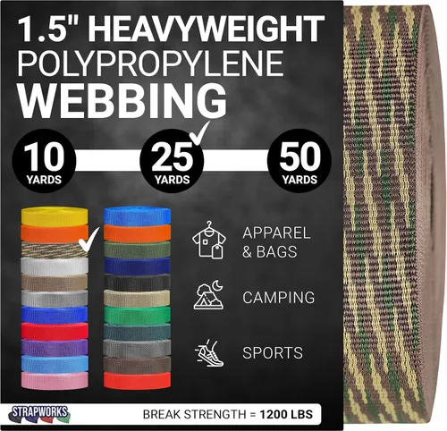 Vista 41 de Strapworks Heavyweight Polypropylene Webbing - Heavy Duty Poly Strapping for Outdoor DIY Gear Repair, 1.5 Inches