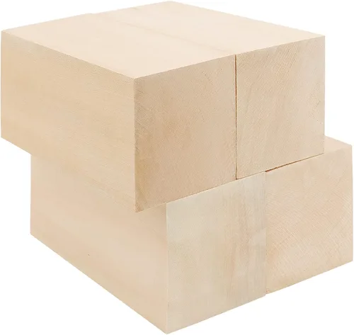 Vista 5 de JOIKIT Paquete de 4 bloques de tallado de madera de tilo de 6 x 3 x 3 pulgadas, bloques de madera suave sin terminar, bloques de tala seca al horno
