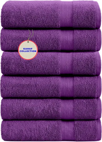 Vista 9 de KAHAF COLLECTION Paquete de 6 toallas de baño 100 % algodón, de 24 x 48 pulgadas, de secado rápido, altamente absorbentes, suaves al tacto