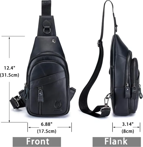 Vista 28 de LUKZIJAES Bolso bandolera de cuero genuino para hombre