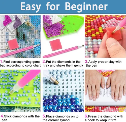 Vista 5 de Liccyy Paquete de 4 kits de pintura de diamantes 5D para adultos, adolescentes principiantes con todas las herramientas, pinturas artísticas