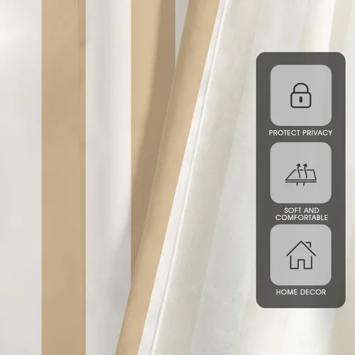 Vista 3 de zokyer Cortinas de ventana a rayas beige crema, modernas rayas verticales de 63 pulgadas de largo, 2 paneles, cortinas bohemias neutras para niños