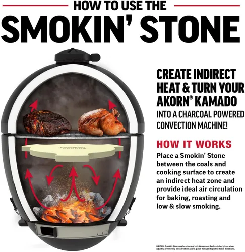 Vista 7 de Char-Griller 6201 AKORN Kamado Grill Piedra para ahumar, Marfil