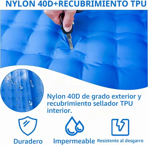 Vista 4 de SEVNPRIME Colchoneta de dormir para acampar de 78 x 29 x 5 pulgadas, colchón de aire compacto e impermeable mejorado, bomba de pie incorporada