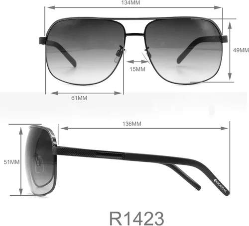 Vista 5 de R1423 Men's Handsome UV Protective Metal Aviator Pilot Sunglasses. Gifts for Men with Flair, 61 mm
