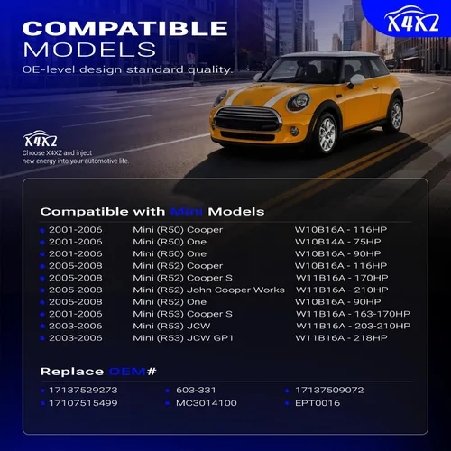 Vista 2 de 17137529273 Tanque de expansión del radiador del depósito del refrigerante del motor delantero con tapa para BMW 2002-2008 Mini Cooper S (solo S)