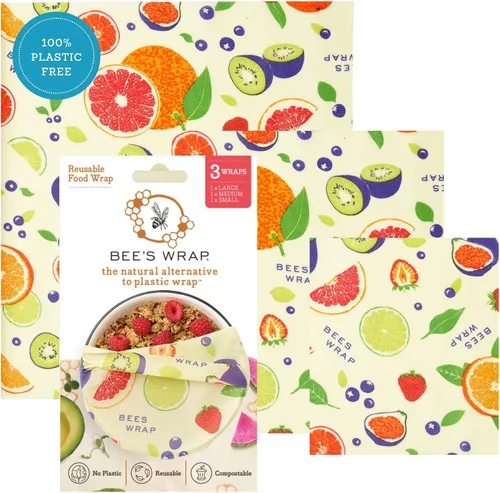 Vista 11 de Bee's Wrap, paquete variado de 3 envoltorios ecológicos y reutilizables para transportar comida Paquete de 3 panales