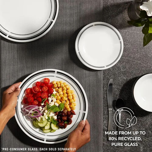 Vista 6 de Corelle Vitrelle - Juego de platos para ensalada y aperitivos de 6.75", vidrio de triple capa y resistente a las astillas, platos redondos ligeros