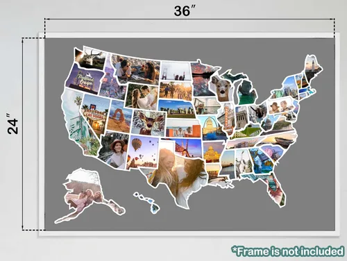 Vista 5 de Mapa de fotos de Estados Unidos – Mapa de viaje de 50 estados de 24 x 36 pulgadas, incluye creador de fotos, regalo ideal para parejas, aventureros