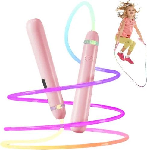 Vista 5 de Cuerda de saltar para niños y adultos, cuerda de saltar LED brillante ajustable colorida y luminosa para fitness y entrenamiento