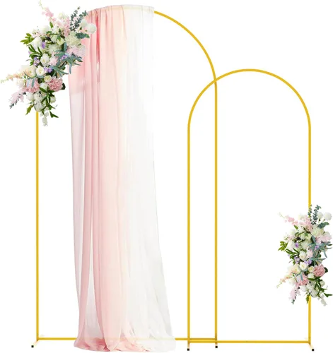 Vista 7 de Asee'm Soporte de arco de boda de metal blanco (7.2 pies, 6 pies), juego de 2 marcos de fondo arqueados para ceremonias, fiestas, cumpleaños, baby