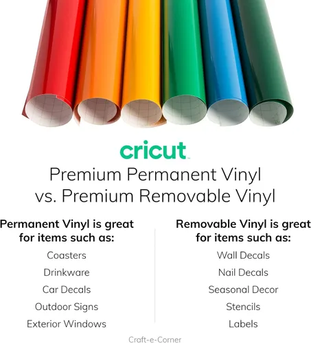 Vista 6 de Cricut - Vinilo removible de alta calidad, amarillo brillante (12 x 15 pies), sin residuos, fácil de quitar hasta 2 años, perfecto para proyectos